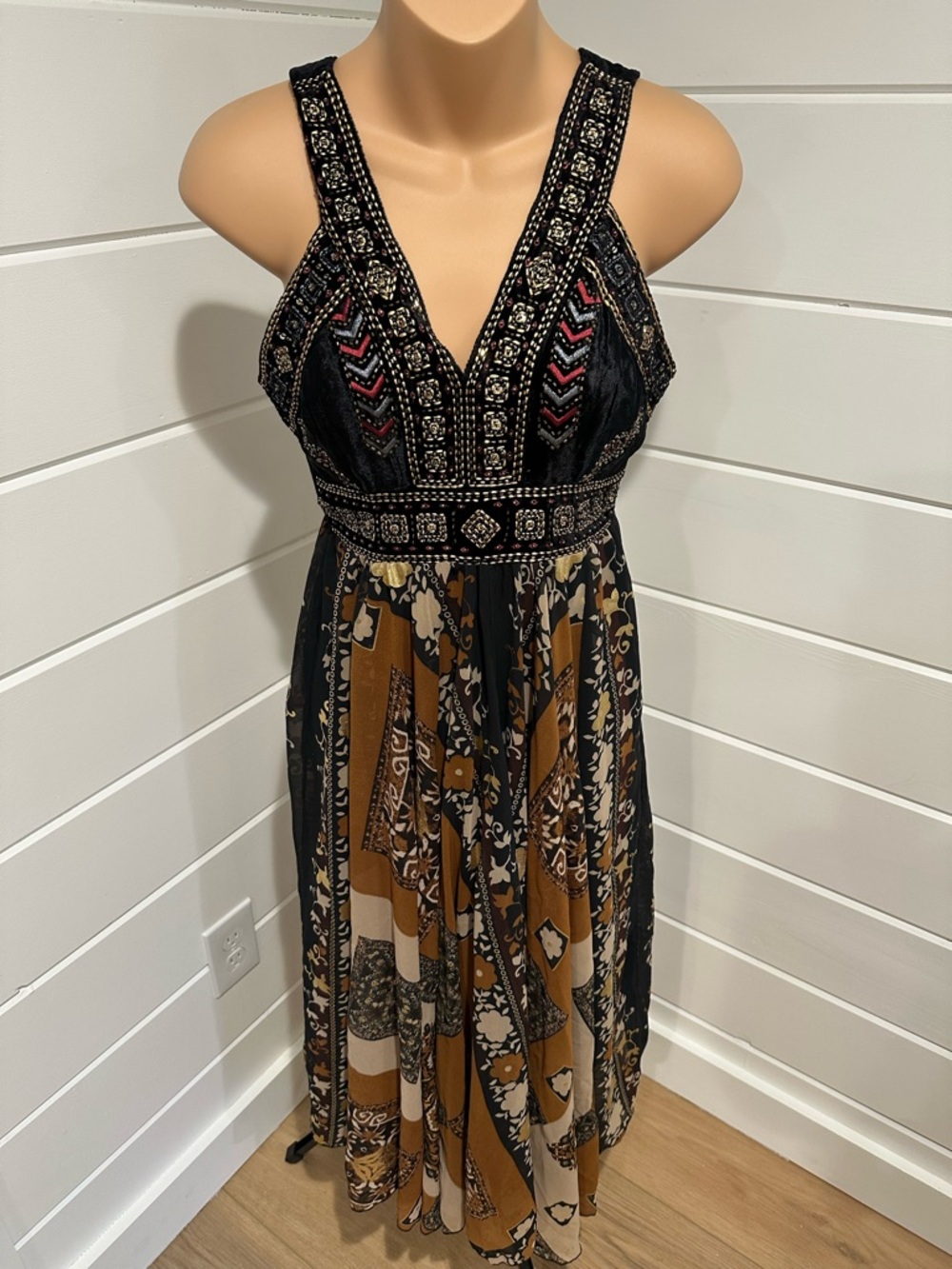 NWT Anthropologie || RAGA Embellished Maxi Dress. Size XSP